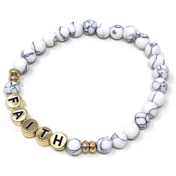 Faith natural stone bracelet - white