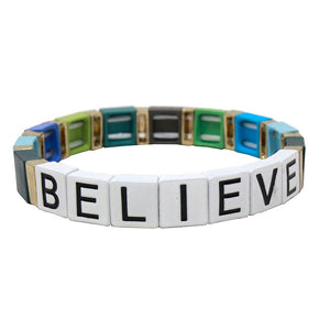 Believe color block bracelet - green multi
