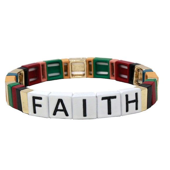 [ 3PC ] Faith color block bracelet -  dark multi