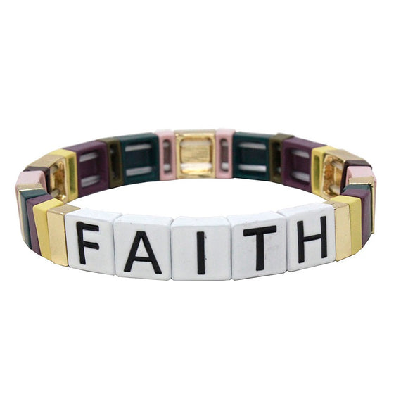 Faith color block bracelet -  purple multi