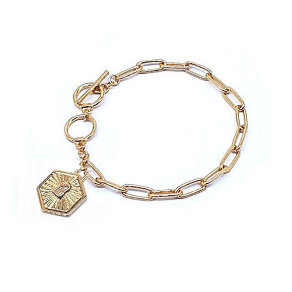 [2 PC] Lock w/ designer inspired bracelet - gold