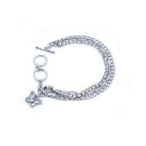 [2 PC] Butterfly w/ rhinestone bracelet - silver