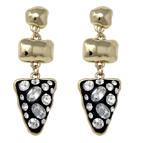 Triangle drop & crystal earrings