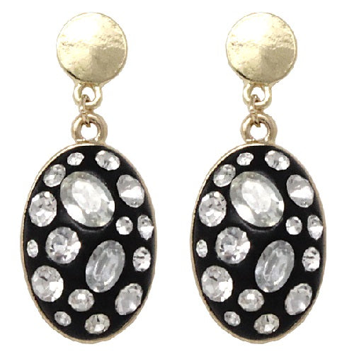 Oval shape & crystal earrings