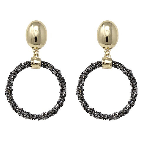 Round pave stone earring