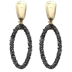 Oval pave stone earring