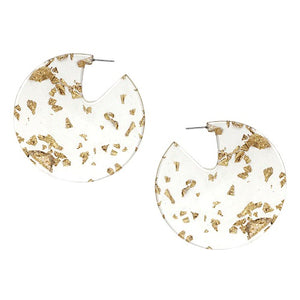 Clear lucite acetate hoop earring - gold