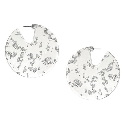 Clear lucite acetate hoop earring - silver