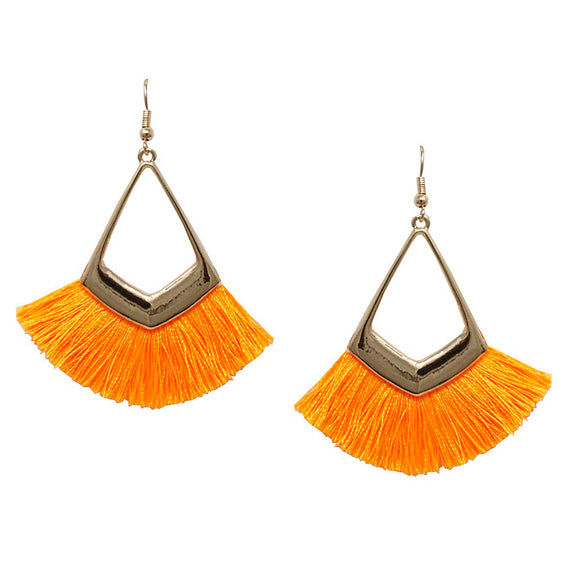 [12 PC] Vivid color tassel earring - neon orange