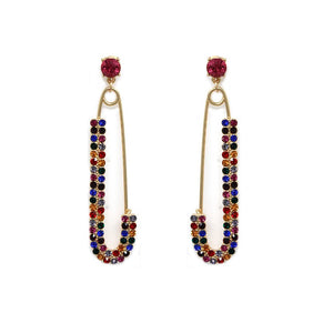 [12 PC] Safety pin earring - crystal pave