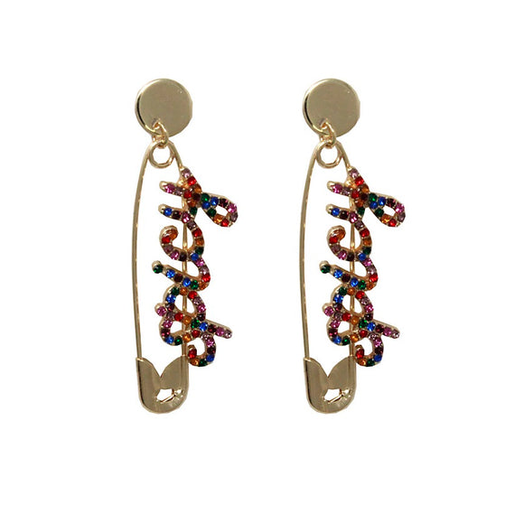 [12 PC] Safety pin earring - spicy