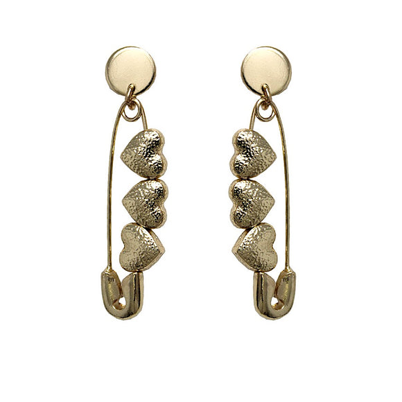 [12 PC] Safety pin earring - heart