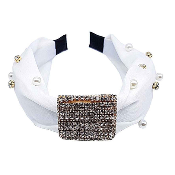 Pearl & Rhinestone headband - white