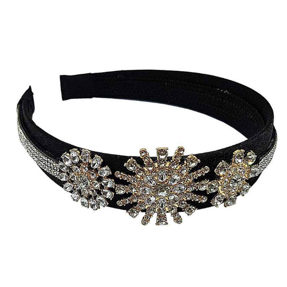 Embellished rhinestone headband - black