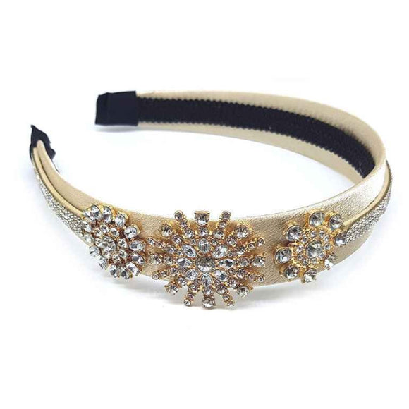 Embellished rhinestone headband - natural