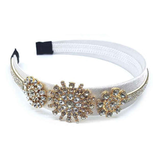 Embellished rhinestone headband - white