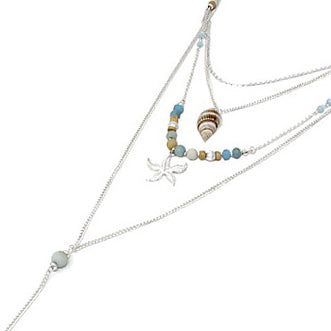 Multi layered sea life necklace set - silver