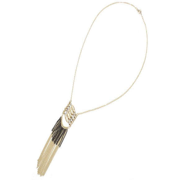 TWO TONE TASSEL NECKLACE SET