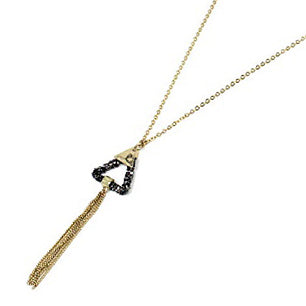 Triangle w/ tassel necklace set - gold