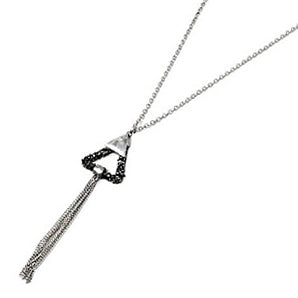 Triangle w/ tassel necklace set - silver