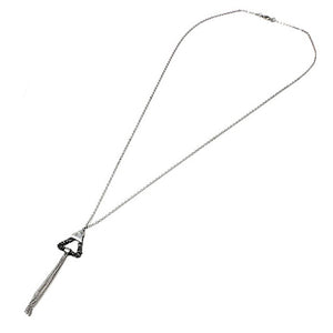 Triangle w/ tassel necklace set - silver