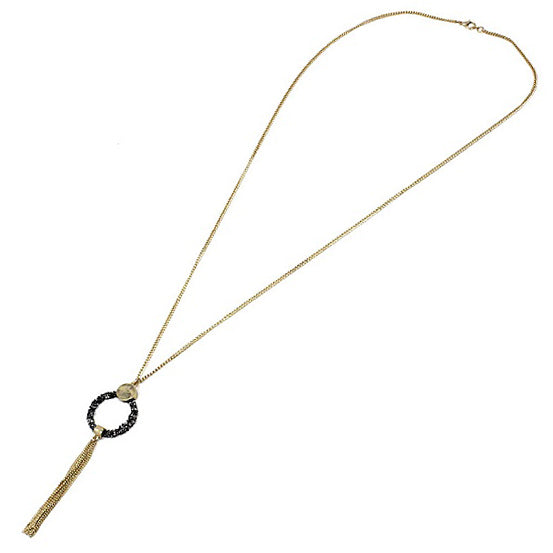 Round w/ tassel necklace set - gold