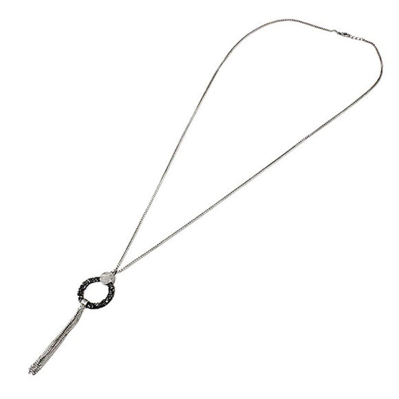 Round w/ tassel necklace set - silver