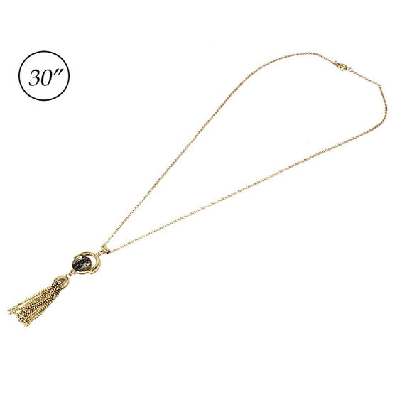 Abalone w/ tassel necklace set - gold