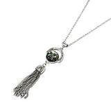 Abalone w/ tassel necklace set - silver