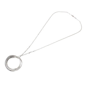 Twist circle pendant necklace set - silver