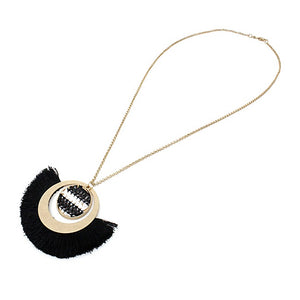Fashion tassel necklace set - black & white