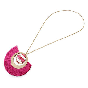 Fashion tassel necklace set - fushia multi