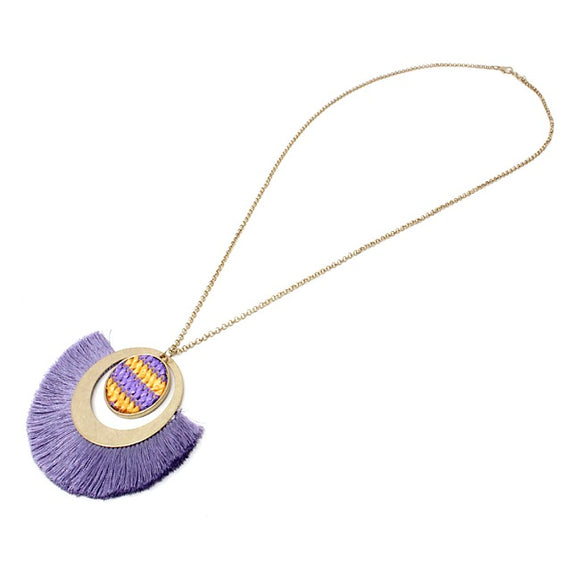 Fashion tassel necklace set - lavender multi
