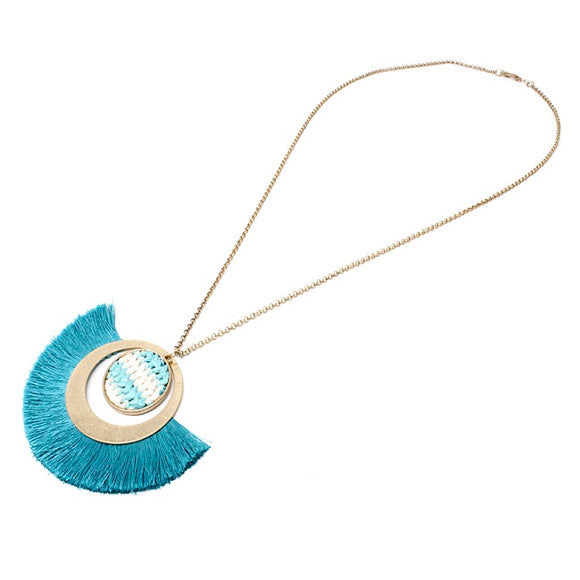 Fashion tassel necklace set - mint multi