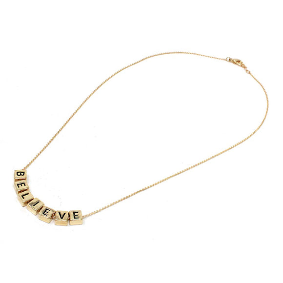 Inspirational necklace set - believe - gold