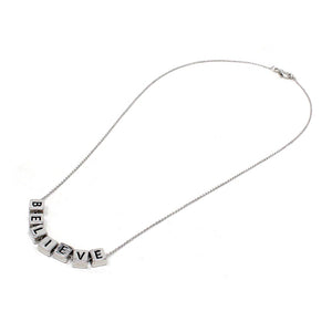 Inspirational necklace set - believe - silver