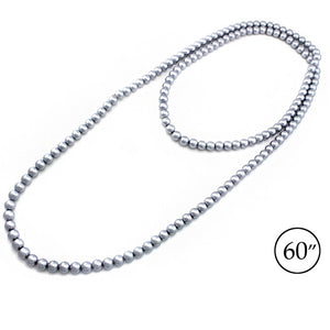 60" Long pearl necklace - gray