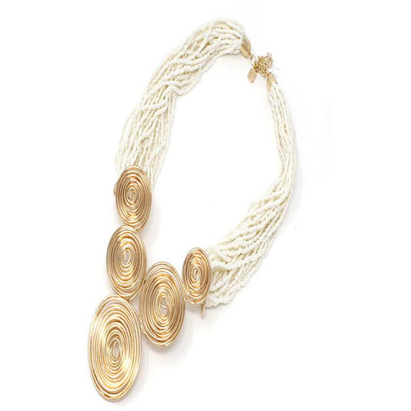WIRE SWIRL NECKLACE SET - NATURAL