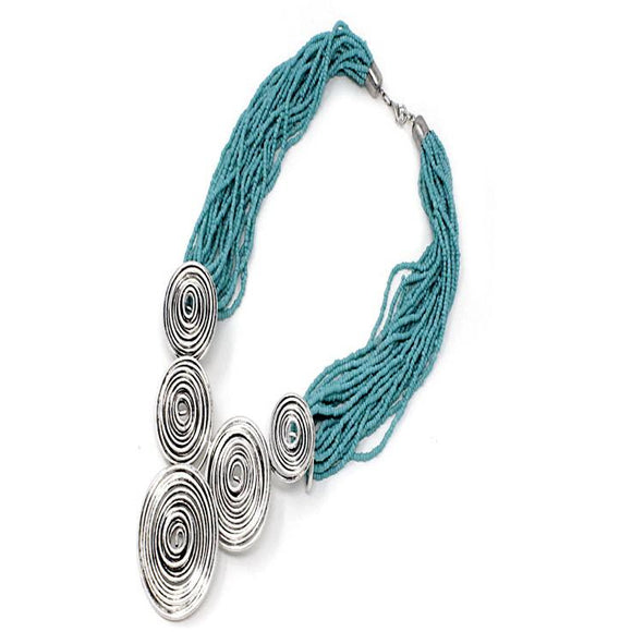 WIRE SWIRL NECKLACE SET - TURQUOISE