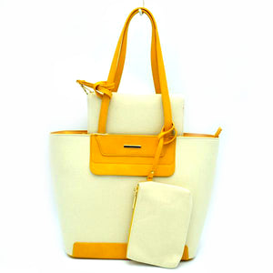 3 in 1 canvas tote set - yellow