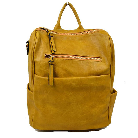 Classic leather backpack - mustard