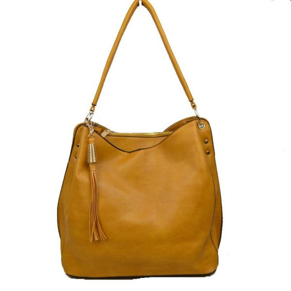 Single handle hobo with pouch - mustard