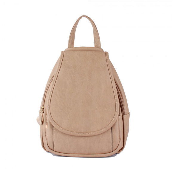 Leather backpack - khaki