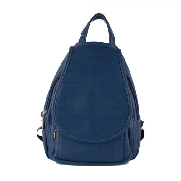 Leather backpack - navy