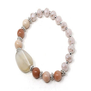 Natual stone w/ glass bead bracelet - Pink