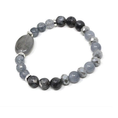 Glass bead bracelet - gray