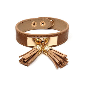 Leather w/ tassel bracelet - light brown