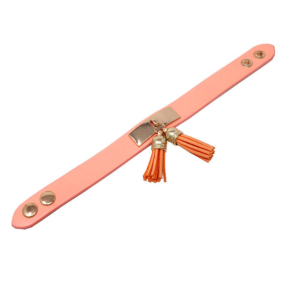 Leather w/ tassel bracelet - light pink