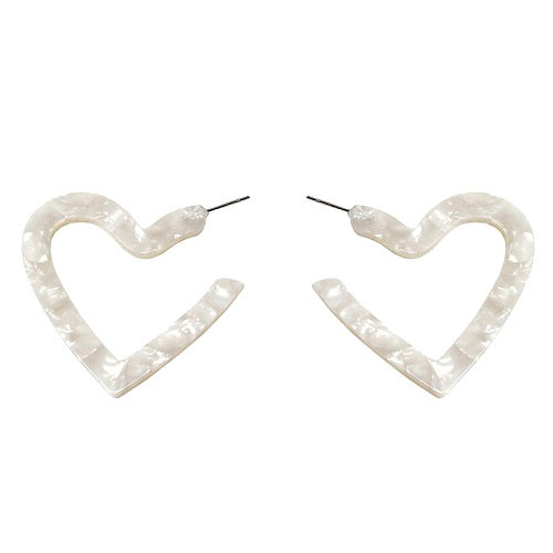 Heart acetate earring - natural