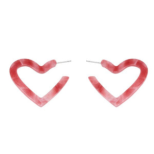 Heart acetate earring - pink